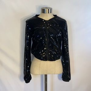 H&M sequin black sweater jacket with zipper